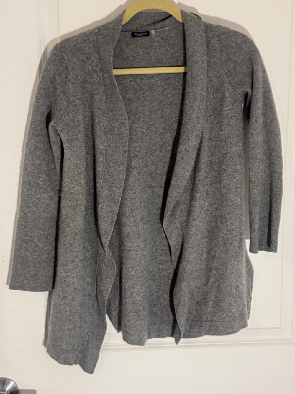 Magaschoni Heather Gray Open Front cashmere Draped Cardigan